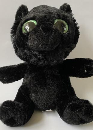 Мягкая игрушка чёрная пантера с блестящими глазами6 фото