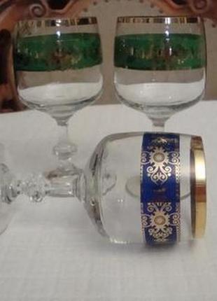 Красивые бокалы фужеры - 3 шт хрусталь богемия чехословакия №400(27)6 фото