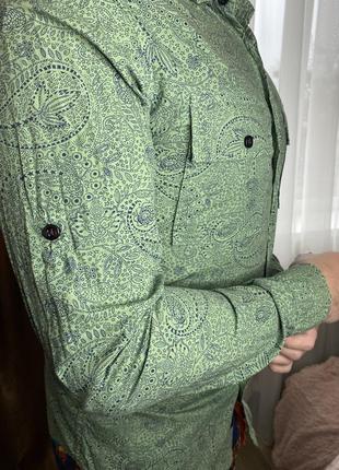 Сорочка чоловіча зелена м розмір рубашка мужская3 фото