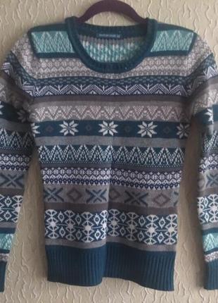 Теплый свитер в орнаментах,terranova,р.хs,на худышку или девочку подростка
