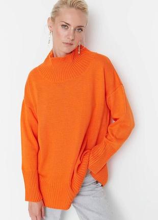 Трендовый свитер, р.уни 42-46, акрил, оранжевый