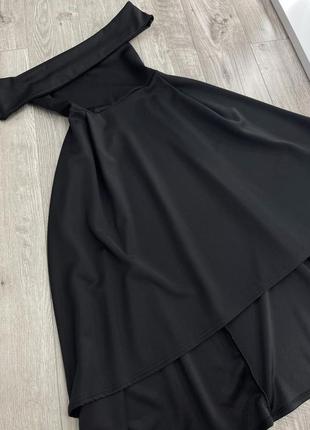 Платье с открытыми плечами каскадное маллет короткое спереди , длинное сзади3 фото