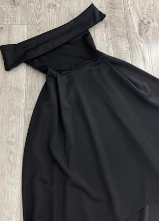 Платье с открытыми плечами каскадное маллет короткое спереди , длинное сзади5 фото