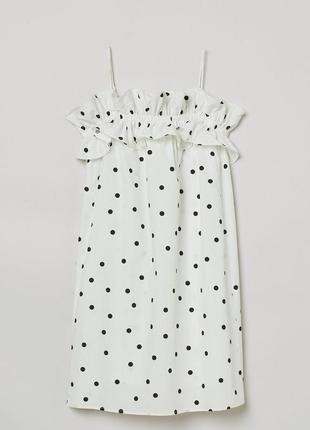 Білий кежуал сукня h&m в горошок6 фото