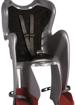 Сидіння задн. bellelli mr fox сlamp (на багажник) до 22кг, сріблясте з чорною підкладкою1 фото