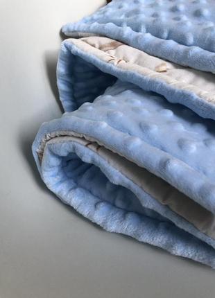 Детский зимний плюшевый плед голубой для мальчика