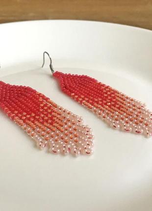 Рожеві сережки базрома з бісеру