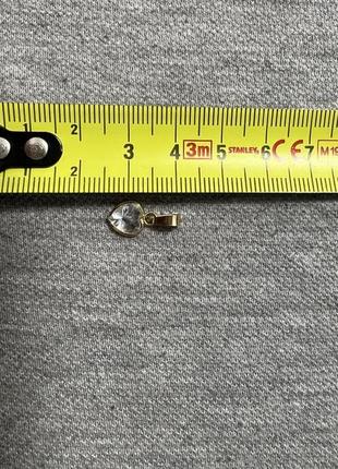 Діамантова підвіска(штучний діамант) кулон у вигляді сердця, золото лимонне5 фото