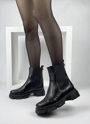 Чорні черевики із натуральної шкіри4 фото