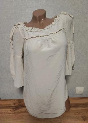 Бежева блуза напевно шовкова