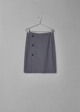 Спідниця юбка олівець на запах сіра з гудзиками міді нова бренд bershka3 фото