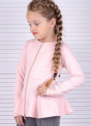 Пиджак жакет для девочки с баской, розовый, рост 140, топ