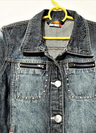 Yigga брендовая куртка синяя джинсовая котоновая на девочку 10-12 лет пиджак котоновый длинный рукав5 фото