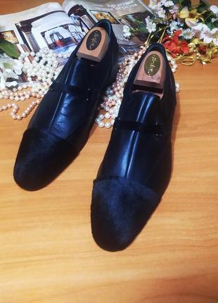 Ексклюзив! шикарнейші мужські чорні туфлі florian! італія ручна робота нові 44 натуральна шкіра мех
