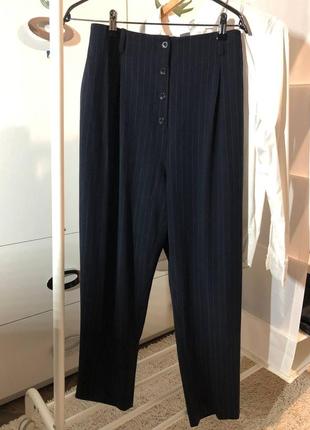 Сині в тонку смужку штани з защіпами і високою талією h&m розмір 46 на 52й2 фото