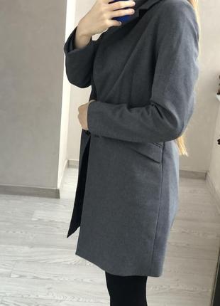 Сіре елегантне базове пальто5 фото
