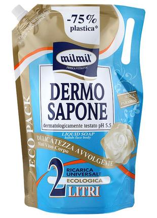 Рідке мило mil mil delicatezza для догляду за шкірою рук, обличчя та тіла 2л (запаска)