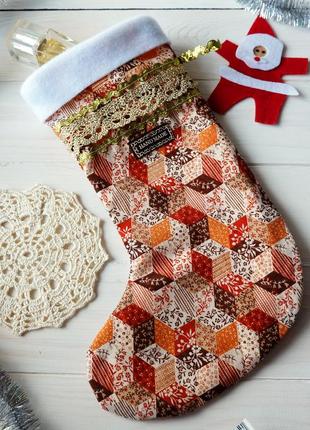 Сапог, чулок, носок рождественский, новогодний, різдвяна шкарпетка для подарунка