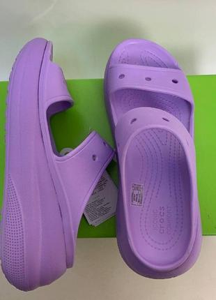 Classic crocs crush sandal violet шлепанцы женские сандалии на платформе3 фото