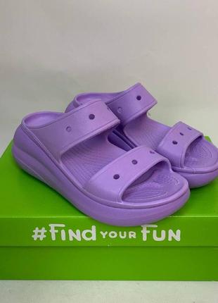 Classic crocs crush sandal violet шлепанцы женские сандалии на платформе5 фото