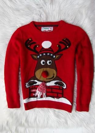 Тепла в'язана кофта з дзвіночками светр джемпер олень новорічний новий рік rebel
