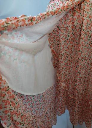 Романтическое длинное бежевое платье в цветочный принт на запах peace n' love(размер 38-40)10 фото