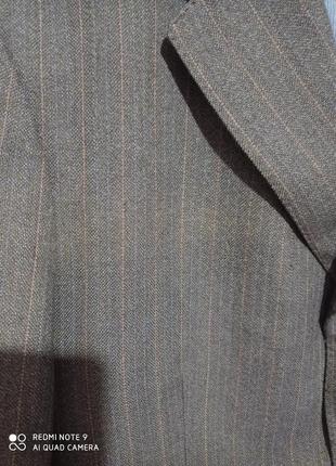 Т17. шерстяной темно-синий в полоску винтажный фирменный пиджак блейзер шерсть5 фото