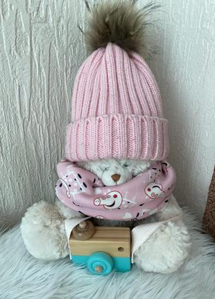 Шапуля зимова демі в’язка і хомут пеппа