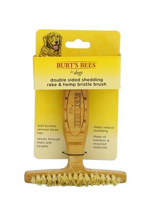 Burt's bees double sided shedding rake & hemp bristle brush for dogs расчёска для собак, 1 brush