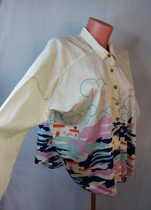 Оригинальная бежевая рубашка с органического хлопка thinking mu(размер 36-38)6 фото
