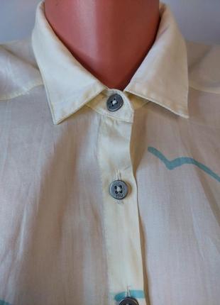 Оригинальная бежевая рубашка с органического хлопка thinking mu(размер 36-38)2 фото