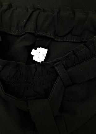 Брюки укороченные капри бриджи чёрные на резинке, завязывающийся пояс, штаны на девочку10 фото