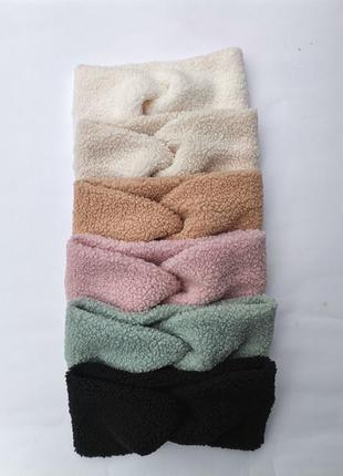 Пов‘язка каракуль хутро тедді барашек чалма повязка тепла зимова