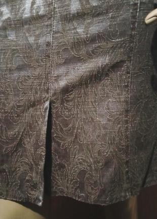 Женская юбка миди италия высокая талия шелк коттон-мемори с жаккардовым узором мокко 487 фото