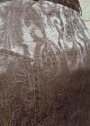 Женская юбка миди италия высокая талия шелк коттон-мемори с жаккардовым узором мокко 485 фото