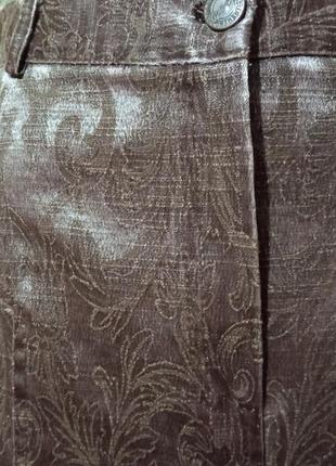 Женская юбка миди италия высокая талия шелк коттон-мемори с жаккардовым узором мокко 483 фото
