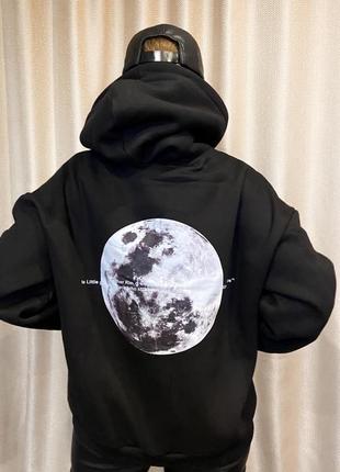 Тепле худі на флісі з принтом на спинці 🌑🌚