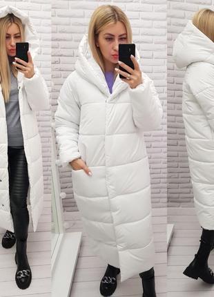 Aiza❄️⛄пуховик⛄❄️ теплий пальто кокон ковдра зимова жіноча а521 біла білий білого кольору