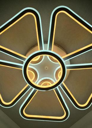 Світлодіодна стельова led люстра 9984/5+1 білий 10х62х62 см.