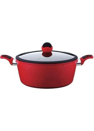 Кастрюля с крышкой meisterklasse red marble mk-1033-28 28 см 5.8 л