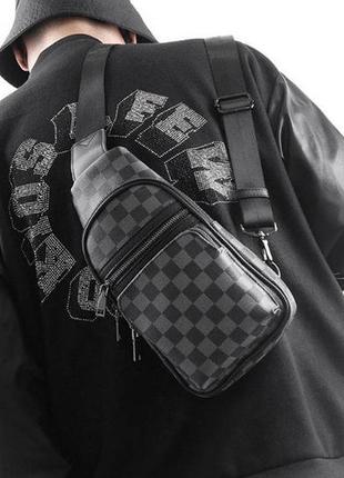 Стильная мужская сумка на грудь экожа, сумка-слинг для мужчин мессенджер кросс-боди8 фото