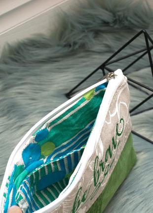 Распродажа! яркая комбинированная косметичка с вышивкой, зеленый бархат3 фото