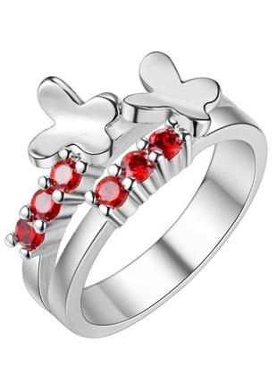 🏵кольцо бабочки в серебре с фианитами, 18 р., новое! арт.3432