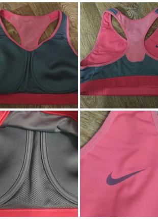 Розовый,яркий, спортивный топ бра nike dri fit оригинал /м2 фото