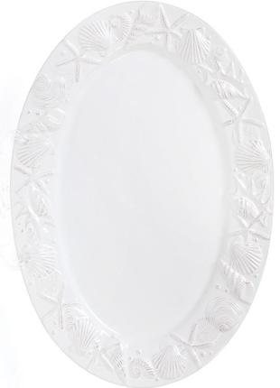 Блюдо керамічне "морський бриз" 34.4х24 см, біла кераміка, овальне