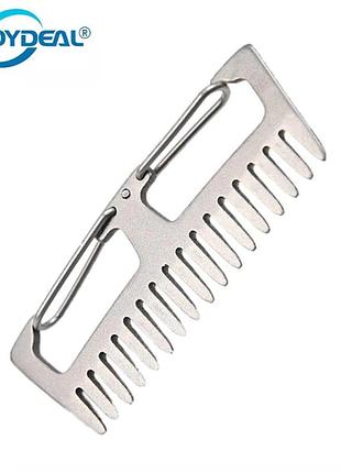 Мини гребень расческа титановая карманная мужская для бороды, усов, волос с карабином titanium el-ku90