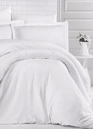 Комплект постельного белья страйп-сатин белый