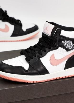 Жіночі кросівки з хутром nike air jordan 1 high pink3 фото