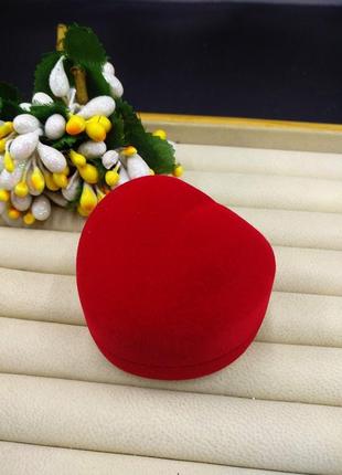 Ювелірна подарункова упаковка футляр коробочка для перстня сережок червоне сердечко оксамитова1 фото