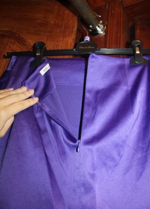 Юбка атласная вечерняя нарядная с рюшами фиолетовая select6 фото